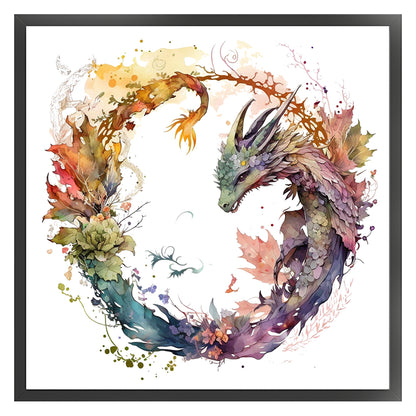 Flower Dragon - 16CT Stamped Cross Stitch 40*40CM