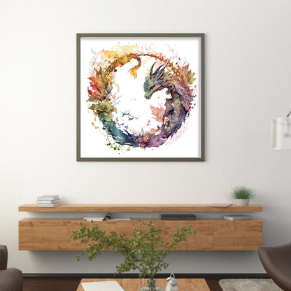 Flower Dragon - 16CT Stamped Cross Stitch 40*40CM