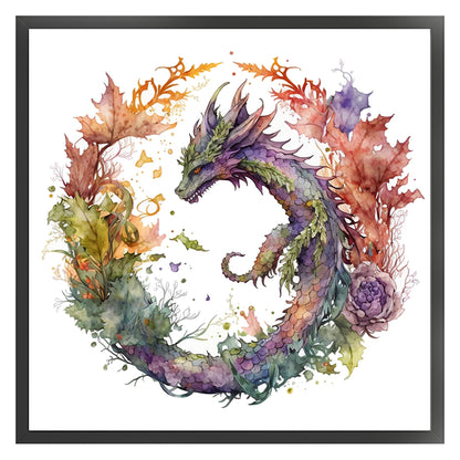 Flower Dragon - 16CT Stamped Cross Stitch 40*40CM