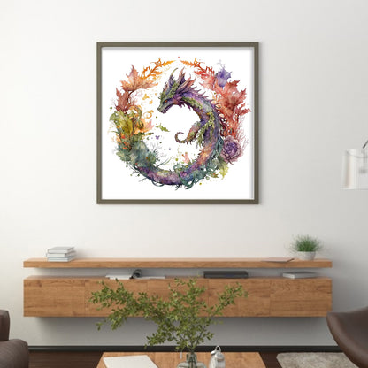 Flower Dragon - 16CT Stamped Cross Stitch 40*40CM