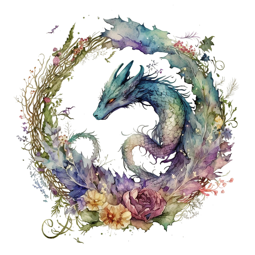 Flower Dragon - 16CT Stamped Cross Stitch 40*40CM