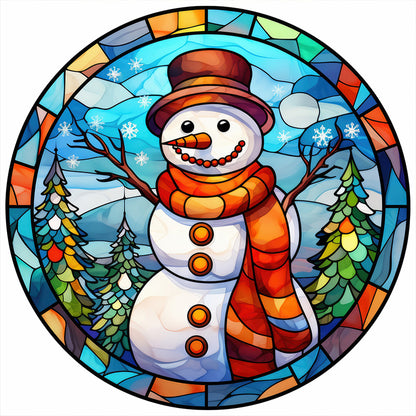 Christmas Snowman Glass Painting - Full Round Drill Diamond Painting 30*30CM