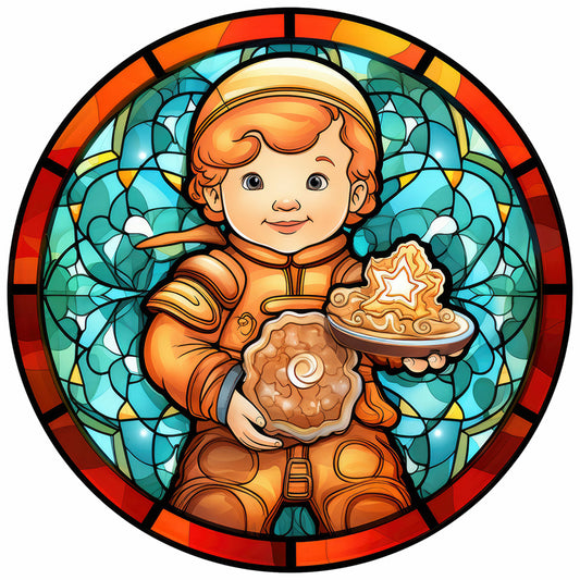 Christmas Gingerbread Man Glass Painting - Full Round Drill Diamond Painting 30*30CM