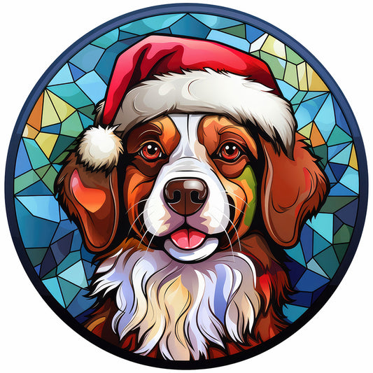 Christmas Puppy Glass Painting - Full Round Drill Diamond Painting 30*30CM