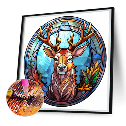 Christmas Moose Glass Painting - Full Round Drill Diamond Painting 30*30CM