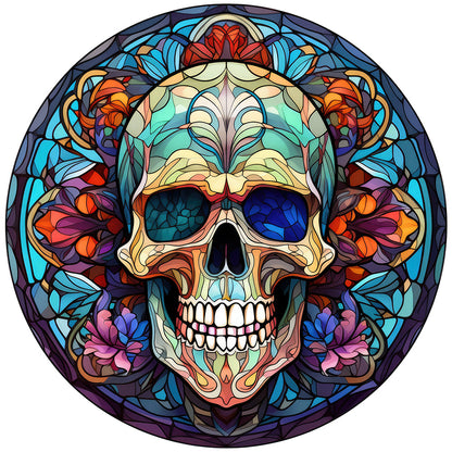 Halloween Pumpkin Skeleton Haunted House Glass Painting - Full Round Drill Diamond Painting 30*30CM