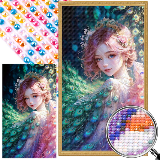 Peacock Princess - AB Round Drill Diamond Painting 40*70CM