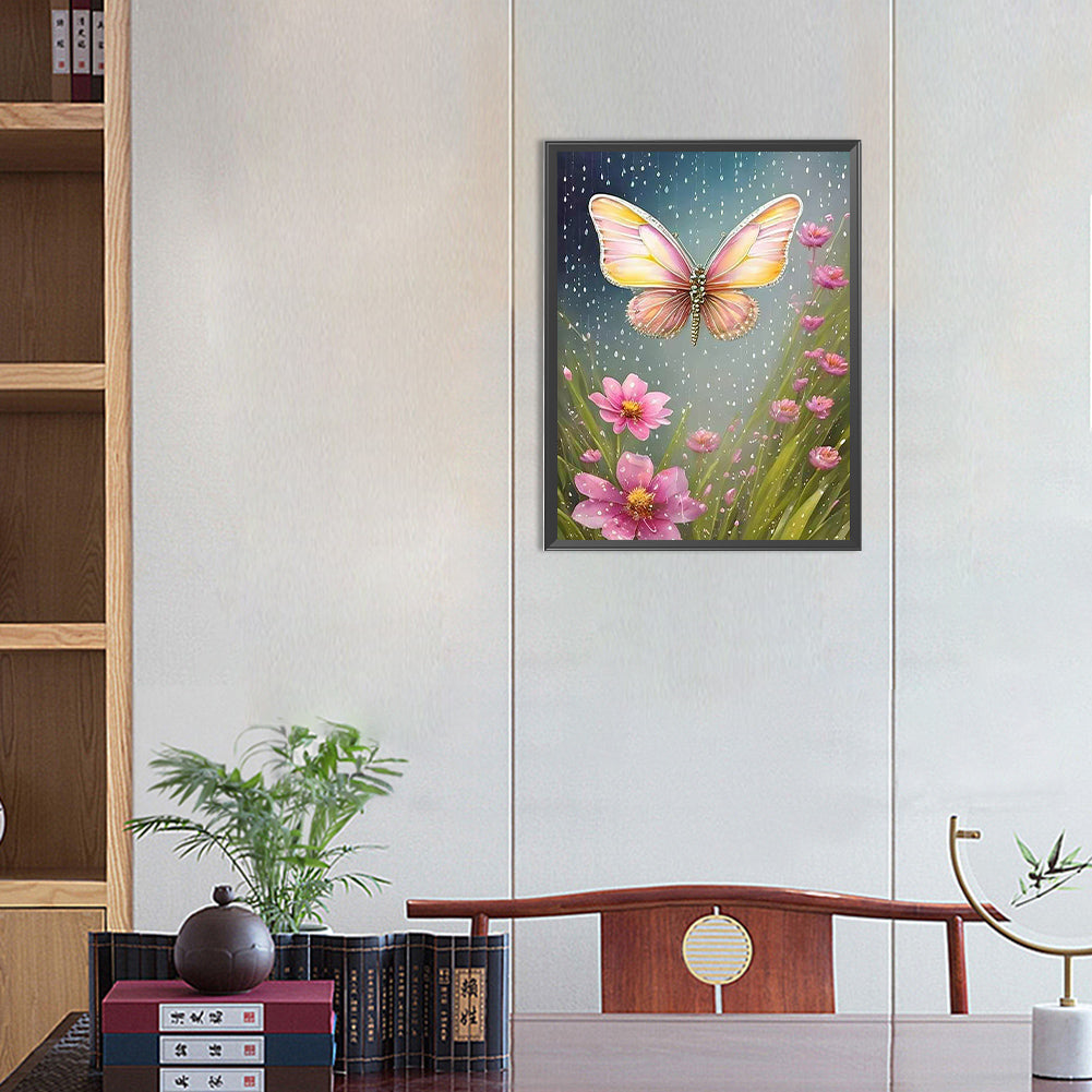 Flowers And Butterflies - Full Round Drill Diamond Painting 30*40CM