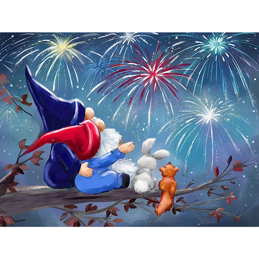 Goblin Watching Fireworks - Full Round Drill Diamond Painting 40*30CM