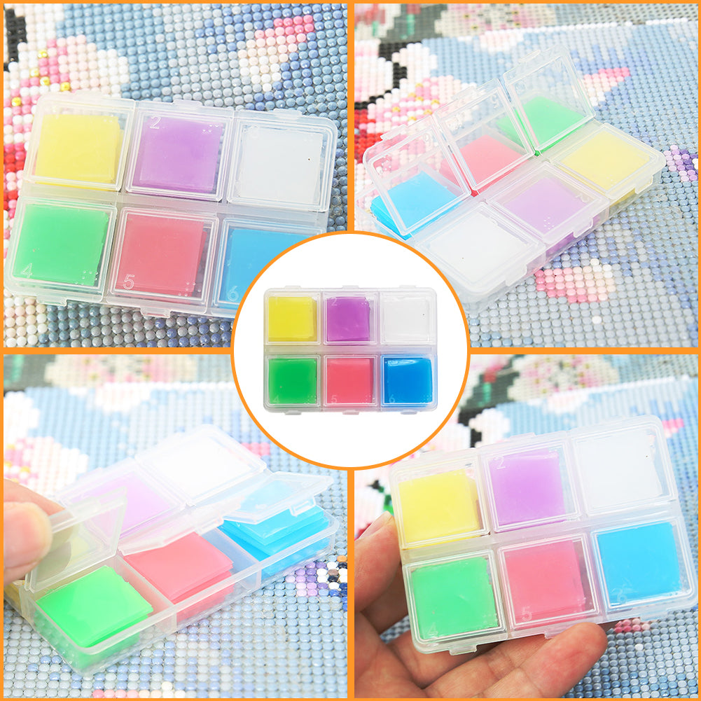 DIY Diamond Painting Wax 2x2cm 30pcs Glue Clay Wax Tool Set 6 Colors For Drawing