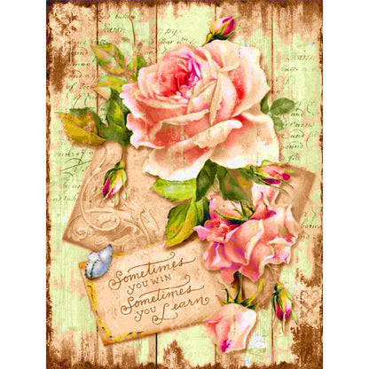 Roses And Letters - Full Round Drill Diamond Painting 30*40CM
