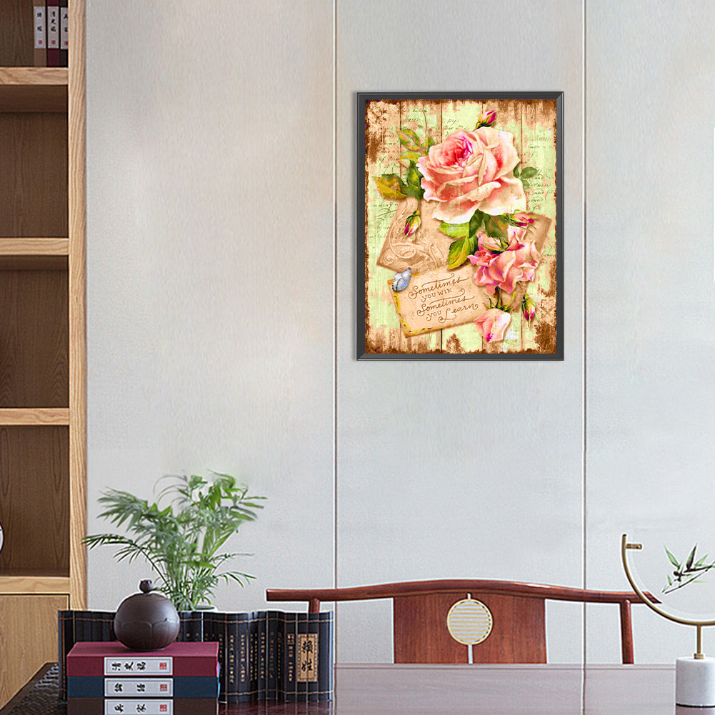 Roses And Letters - Full Round Drill Diamond Painting 30*40CM