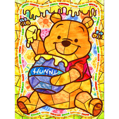 Glass Painting Winnie The Pooh - Full Round Drill Diamond Painting 30*40CM