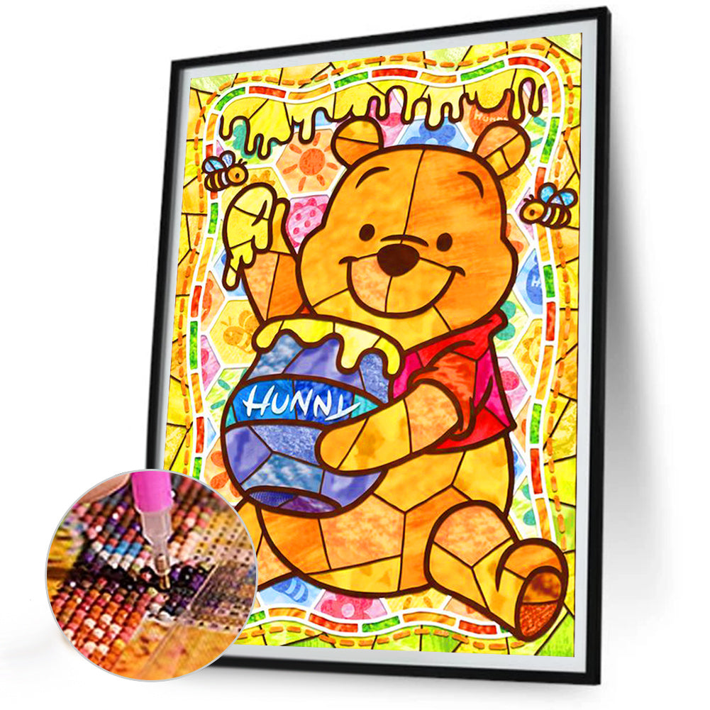 Glass Painting Winnie The Pooh - Full Round Drill Diamond Painting 30*40CM