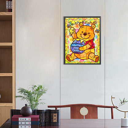 Glass Painting Winnie The Pooh - Full Round Drill Diamond Painting 30*40CM