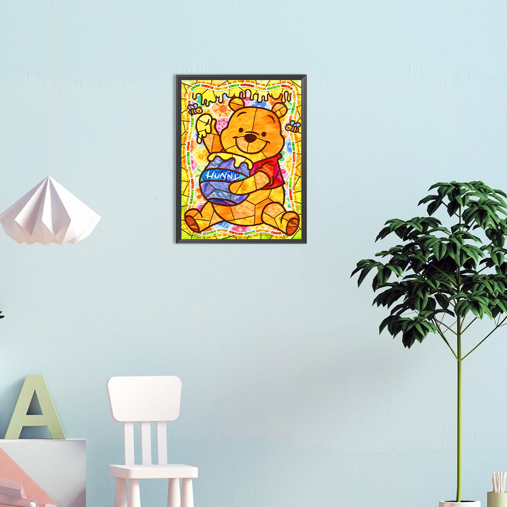 Glass Painting Winnie The Pooh - Full Round Drill Diamond Painting 30*40CM