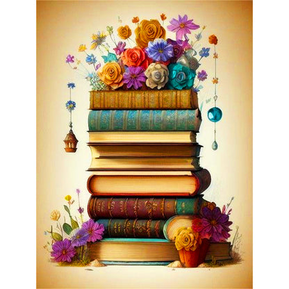 Flowers And Books - Full Round Drill Diamond Painting 30*40CM