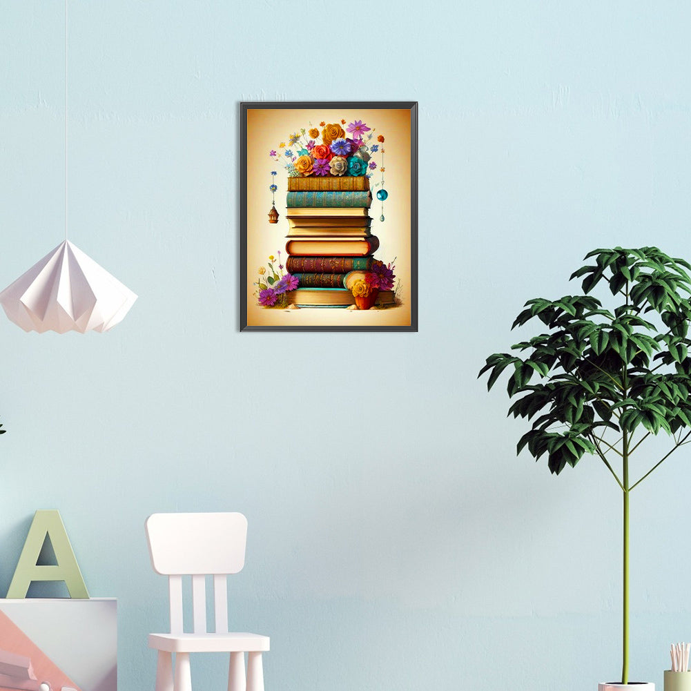Flowers And Books - Full Round Drill Diamond Painting 30*40CM