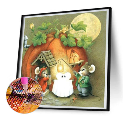 Pumpkin House - Full Round Drill Diamond Painting 30*30CM