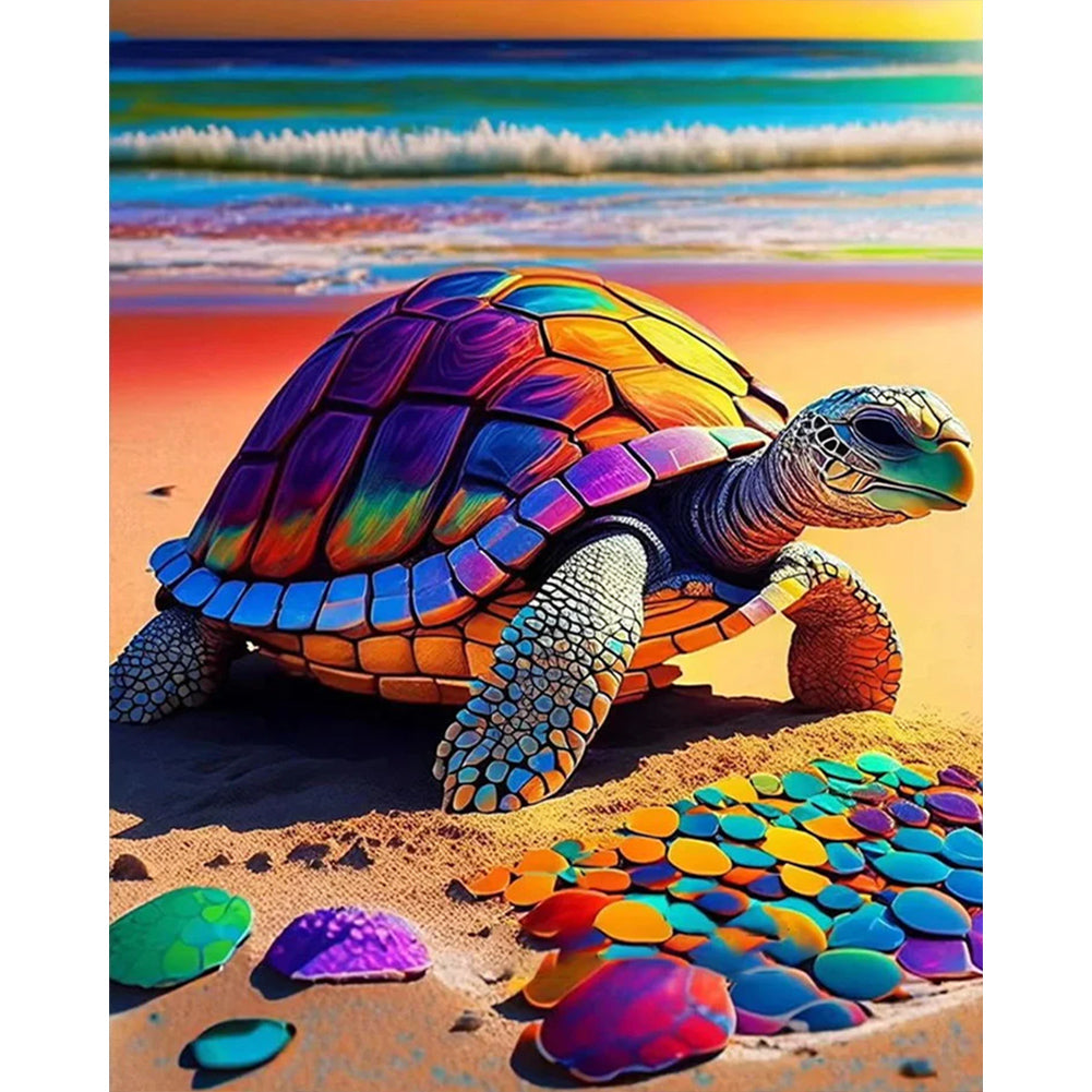 Beach Turtle - AB Round Drill Diamond Painting 40*50CM