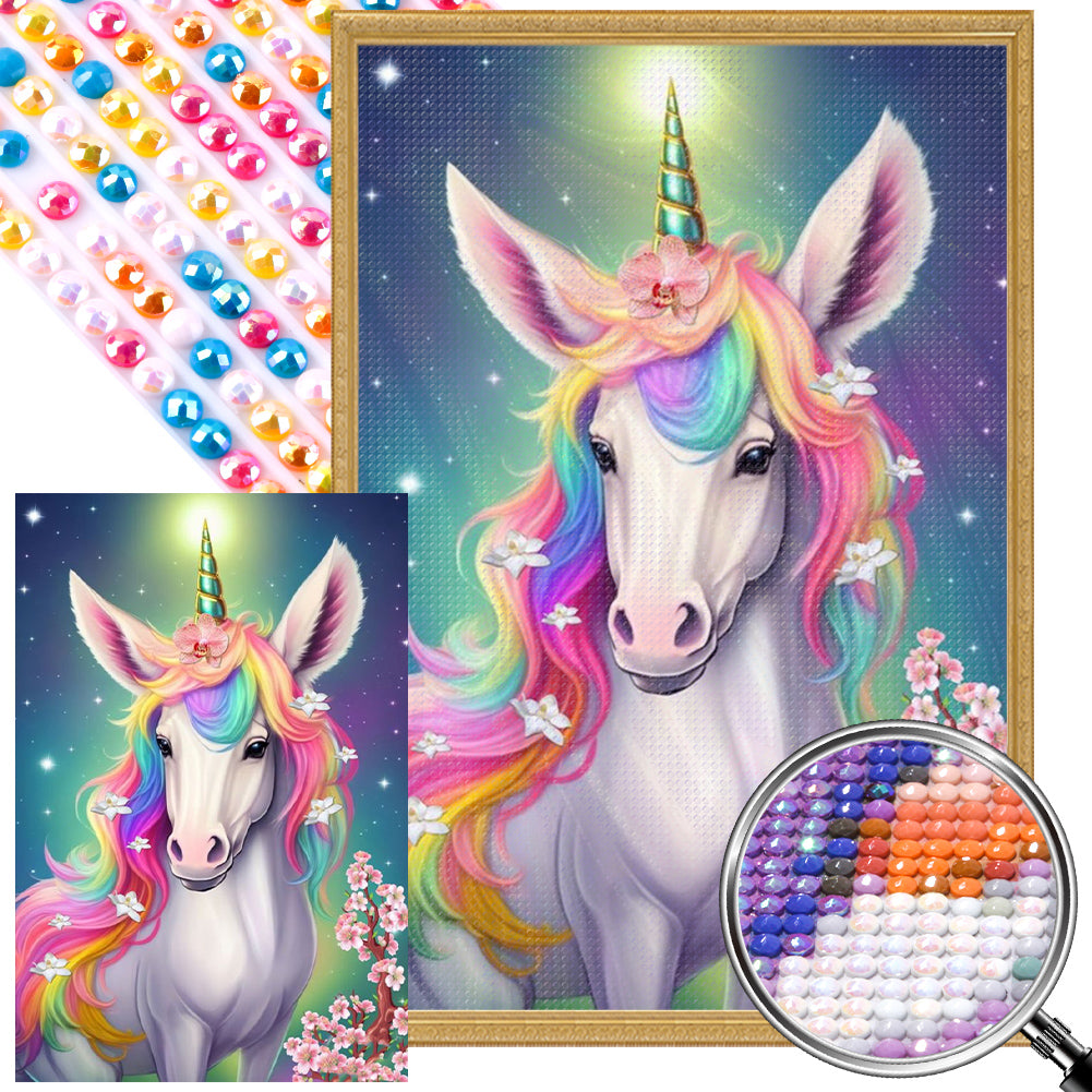 Rainbow Unicorn - AB Round Drill Diamond Painting 40*60CM