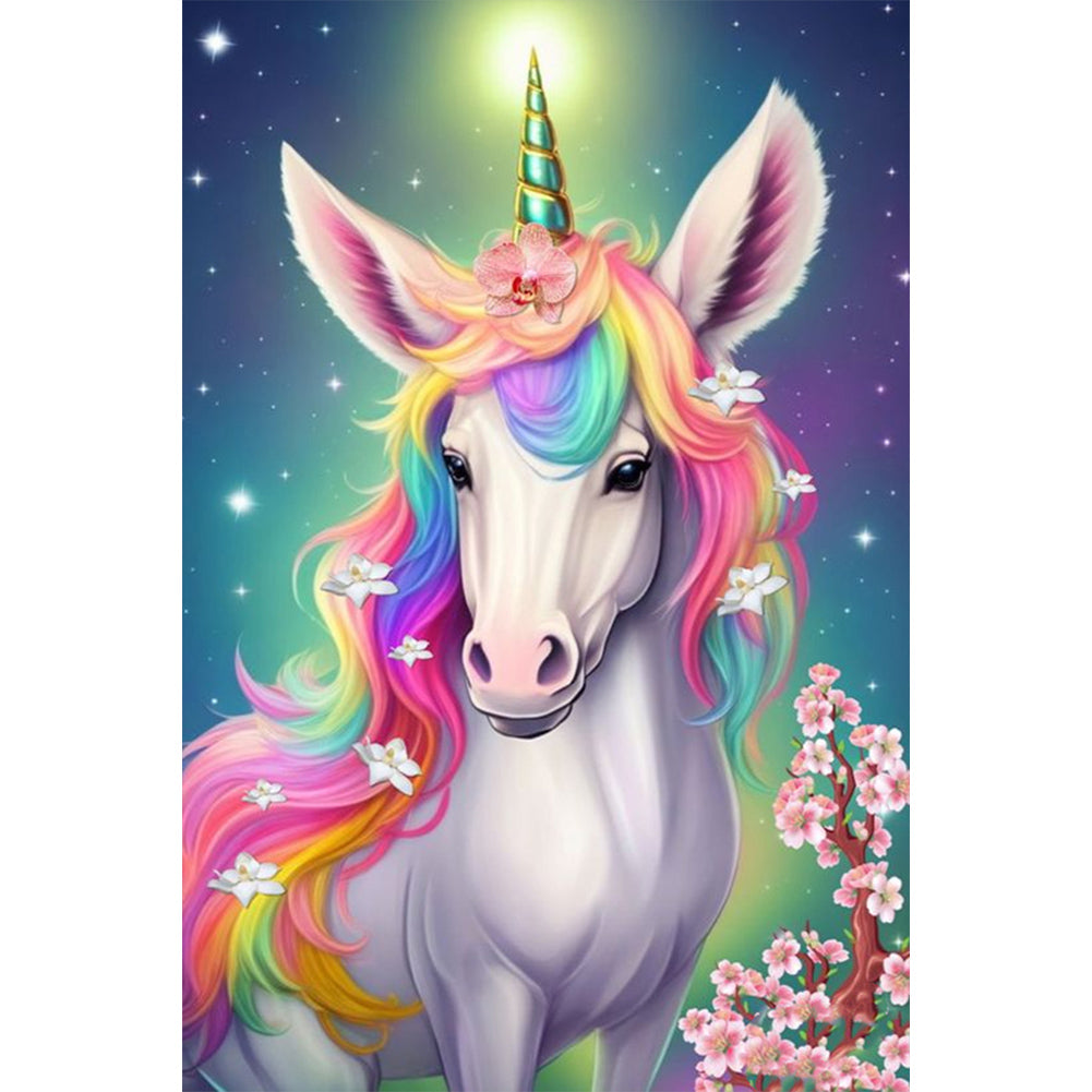 Rainbow Unicorn - AB Round Drill Diamond Painting 40*60CM