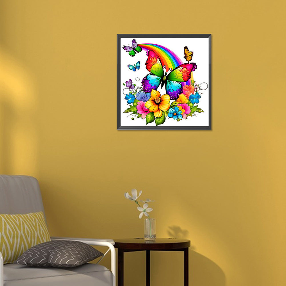 Rainbow Butterfly - Full Round Drill Diamond Painting 30*30CM