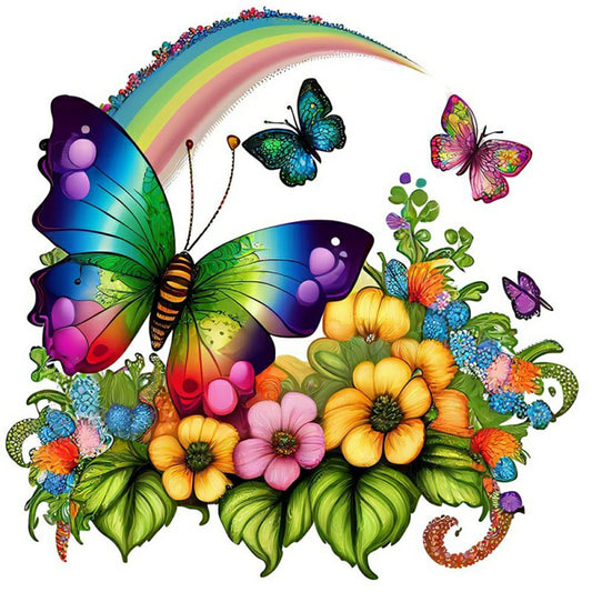 Rainbow Butterfly - Full Round Drill Diamond Painting 30*30CM