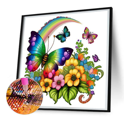 Rainbow Butterfly - Full Round Drill Diamond Painting 30*30CM