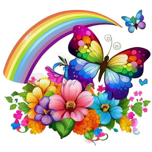 Rainbow Butterfly - Full Round Drill Diamond Painting 30*30CM