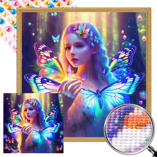 Butterfly Girl - AB Round Drill Diamond Painting 40*40CM