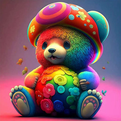 Colorful Bear - AB Round Drill Diamond Painting 40*40CM