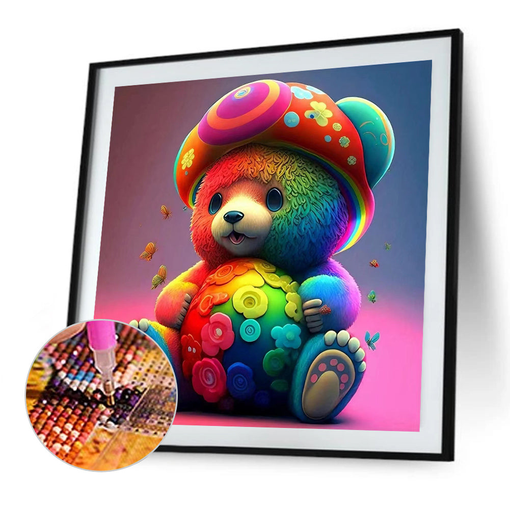 Colorful Bear - AB Round Drill Diamond Painting 40*40CM