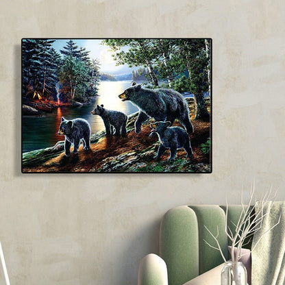 Forest Black Bear - Full Round Drill Diamond Painting 40*30CM