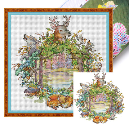 Forest Garland - 14CT Stamped Cross Stitch 40*42CM(Joy Sunday)