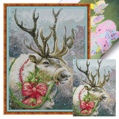 Christmas Elk - 14CT Stamped Cross Stitch 34*46CM(Joy Sunday)