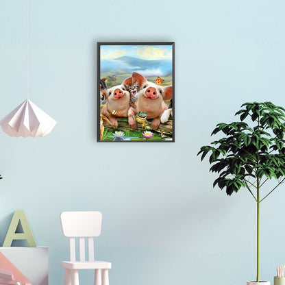 Two Little Pigs - Full Round Drill Diamond Painting 30*40CM