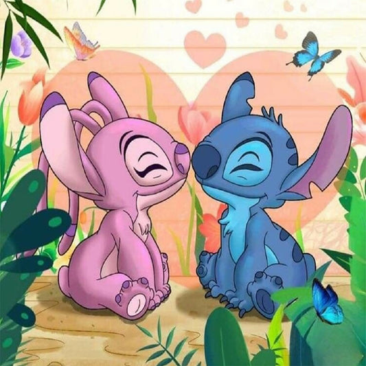 Stitch And Girlfriend - Full Round Drill Diamond Painting 30*30CM