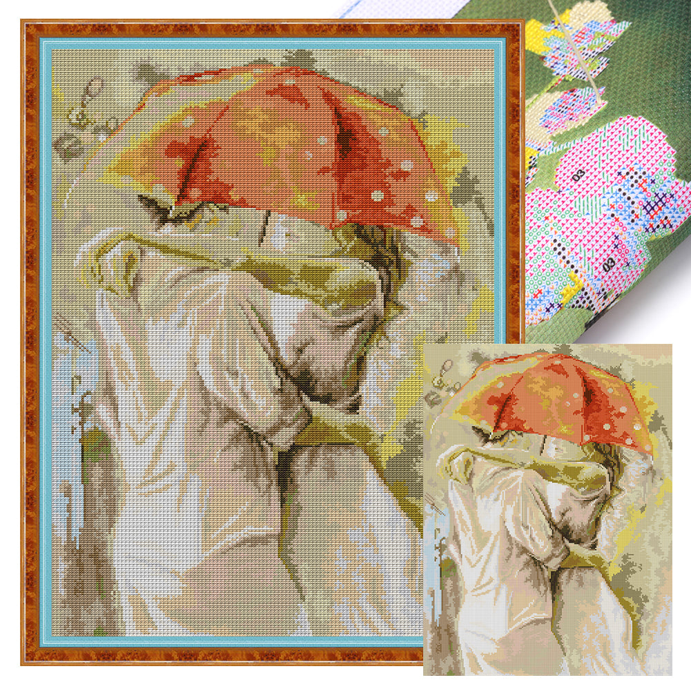 Under Umbrella - 14CT Stamped Cross Stitch 41*57CM(Joy Sunday)