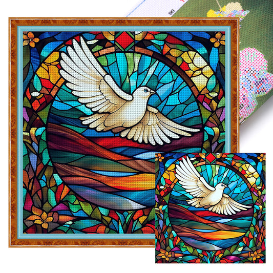 Glass Painting-White Dove - 11CT Stamped Cross Stitch 40*40CM