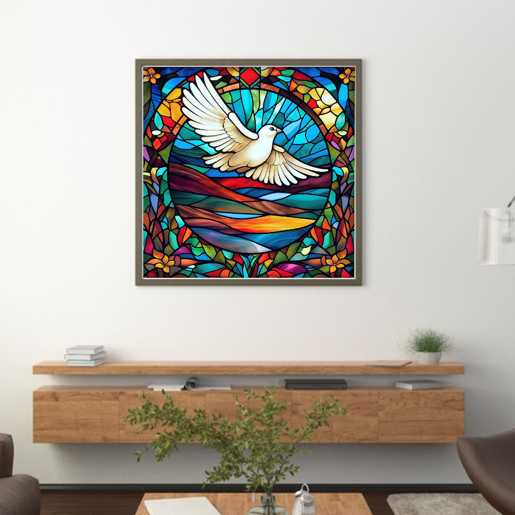 Glass Painting-White Dove - 11CT Stamped Cross Stitch 40*40CM