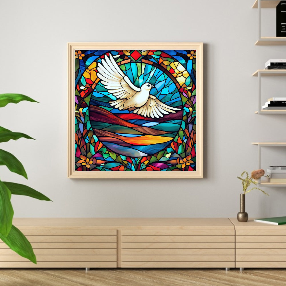 Glass Painting-White Dove - 11CT Stamped Cross Stitch 40*40CM