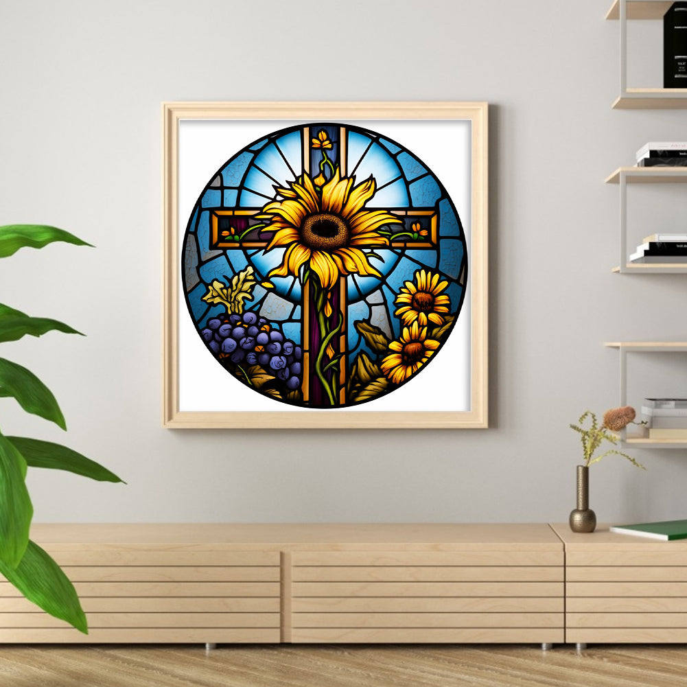 Glass Painting- - 11CT Stamped Cross Stitch 40*40CM