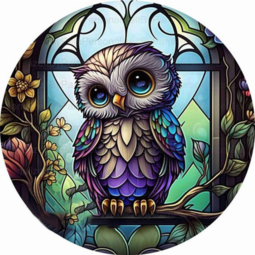 Glass Painting-Owl - 11CT Stamped Cross Stitch 50*50CM