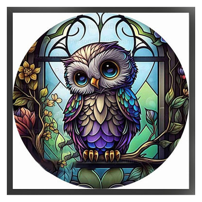 Glass Painting-Owl - 11CT Stamped Cross Stitch 50*50CM