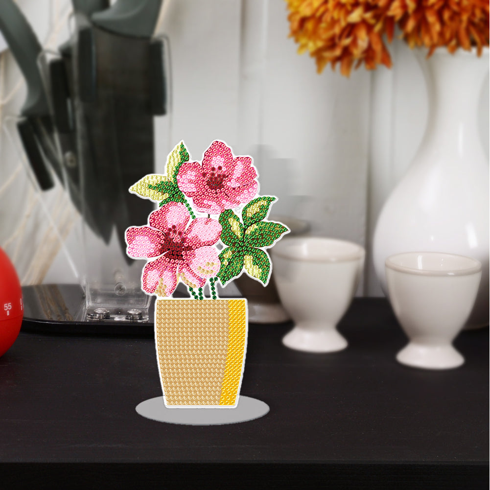 DIY Point Drilling Ornament Handmade Acrylic Mosaic Diamond Art Flower Kids Gift