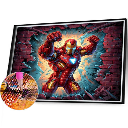 Iron Man Breaking Through The Wall - Full Round Drill Diamond Painting 40*35CM