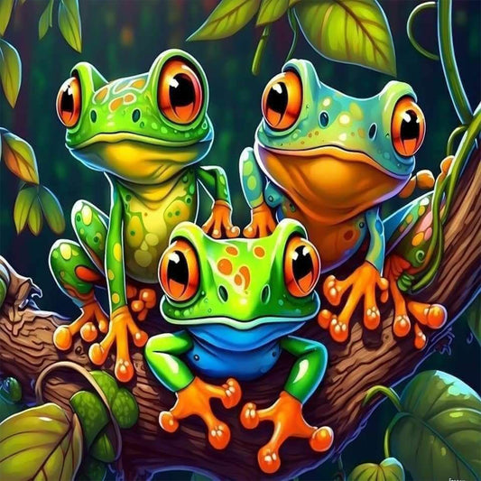 Three Little Frogs - Full Round Drill Diamond Painting 30*30CM