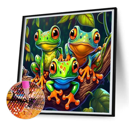 Three Little Frogs - Full Round Drill Diamond Painting 30*30CM