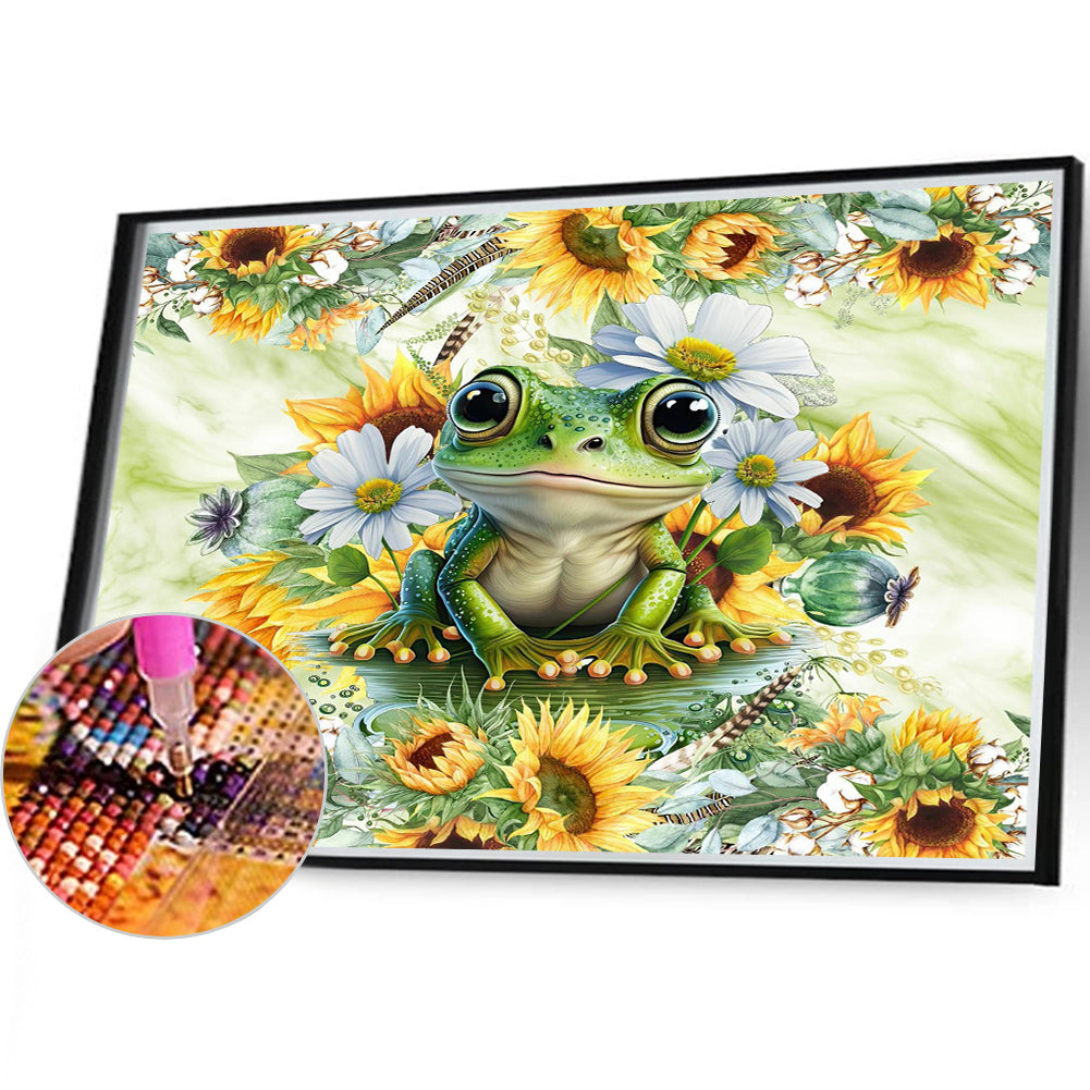 Sunflower Frog - Full Round Drill Diamond Painting 40*35CM